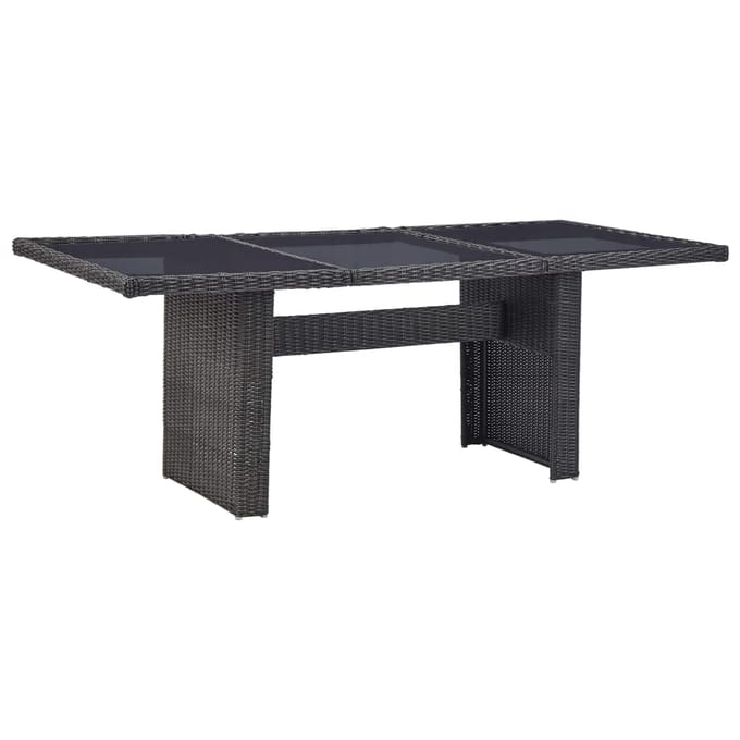 vidaXL - Tuintafel - 200x100x74 - cm - glas - en - poly - rattan - zwart