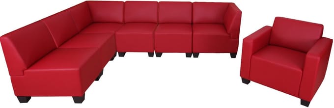 Modulair bankstel Lyon 6-1, kunstleer ~ rood