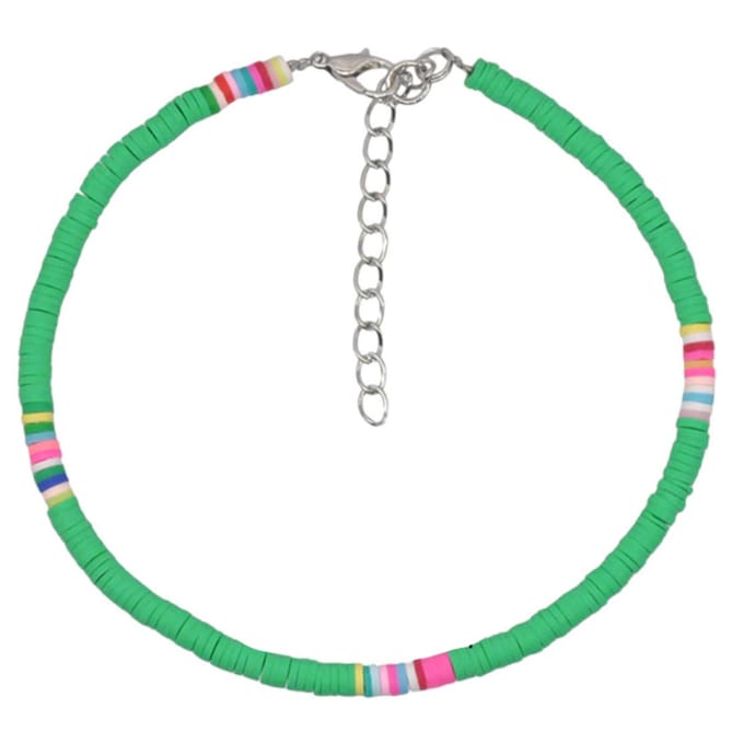 Vrolijke Enkelband met 4mm Kralen - Groen