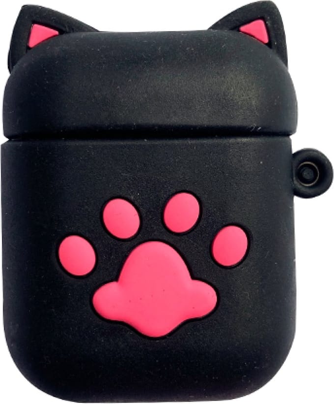 Hidzo Hoes voor Apple's Airpods 1/2 - Kat - Poot - Zwart - Siliconen