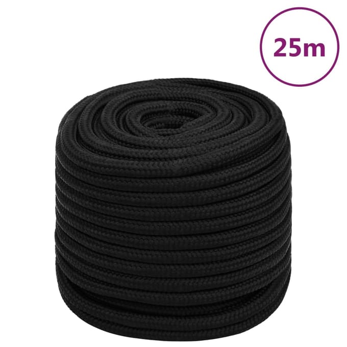 vidaXL - Werktouw - 18 - mm - 25 - m - polyester - zwart