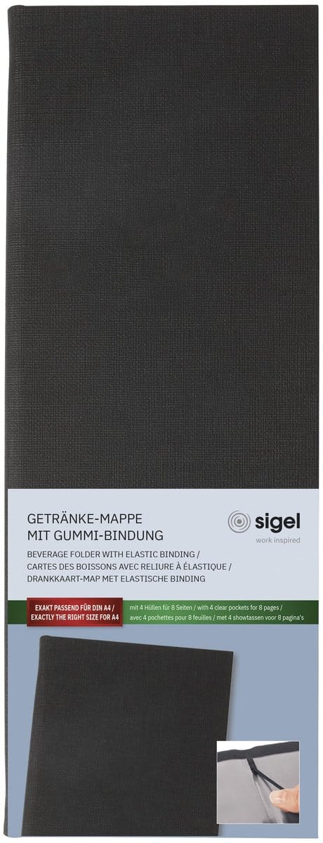 Sigel drankenmap formaat 1/2 A4 smal voor 8 bladen zwart
