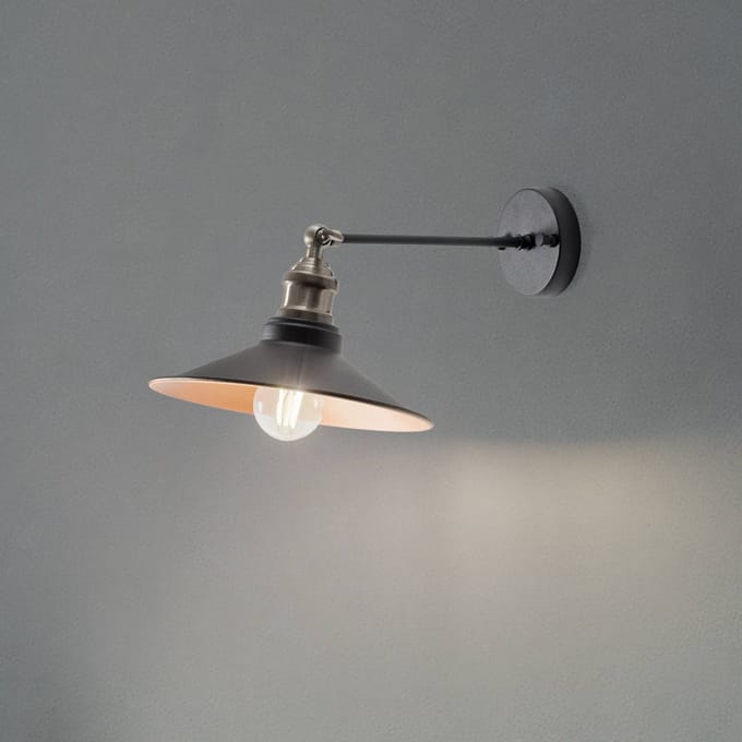 Opviq Wandlamp Saglam, zwart/goud, conisch, hoogte 20 cm, E27