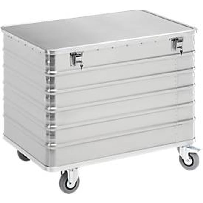 Aluminium transportwagen, met deksel en cilinderslot, 415 l