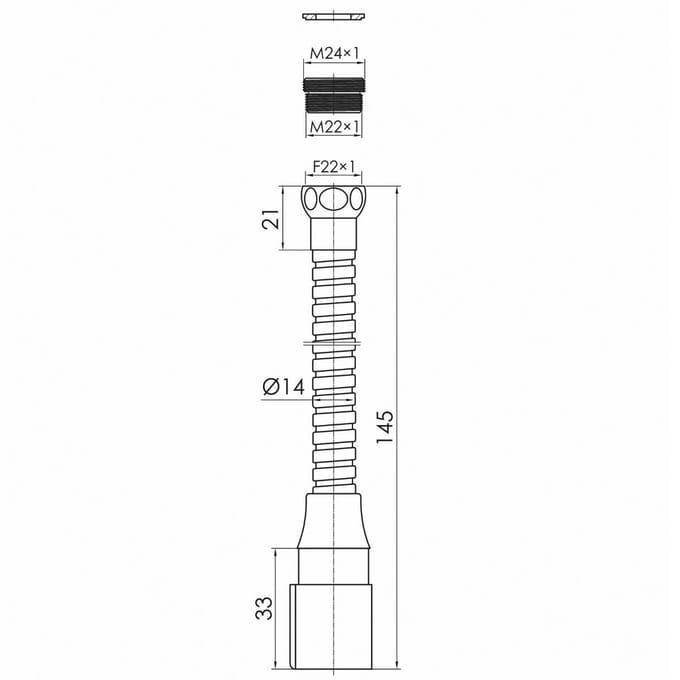 Aérateur de Robinet Double Fonction, Long, Flexible, Noir F22/M24