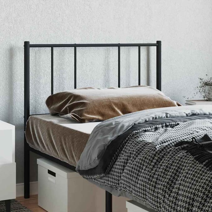 vidaXL - Vervangend - hoofdbord - 90 - cm - metaal - zwart
