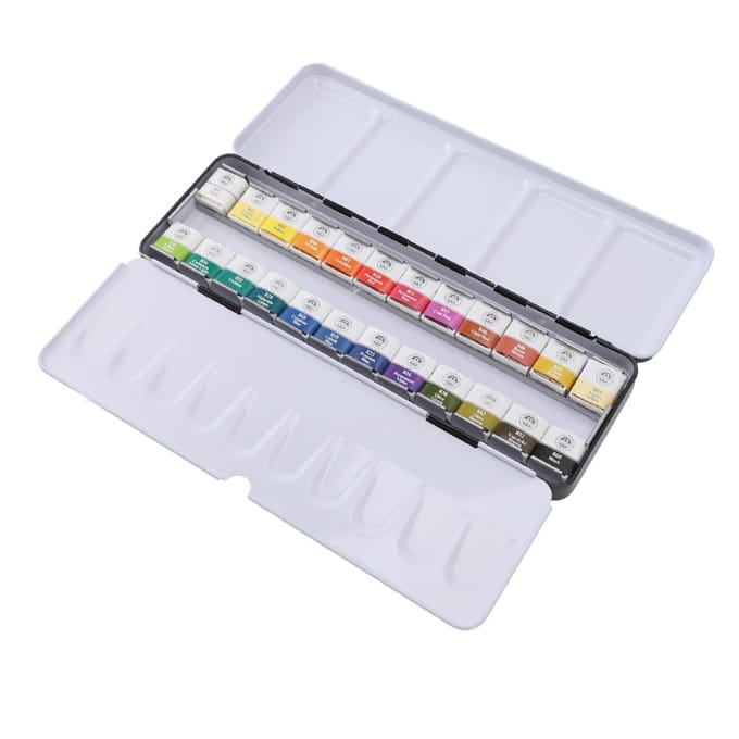 Aquarelverfset Draagbare IJzeren Doos Solide Professionele Aquarelkit voor Kunstenaars Studenten 24 white