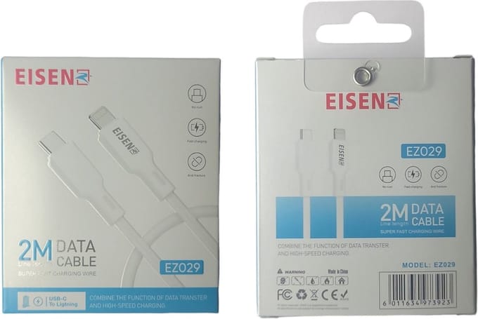 EISENZ EZ029 USB-C naar USB-C Kabel 2 Meter – Snellaad & Data Kabel voor iPhone 15, Samsung, Tablets en USB-C Apparaten
