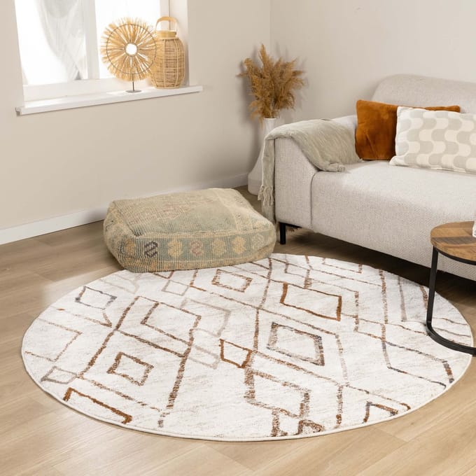 FRAAI Rond Berber vloerkleed - Blend Diamond Terracotta - Ø 240cm