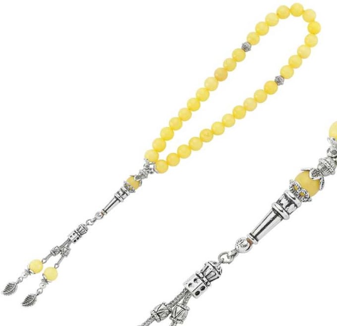 Luxe Handgemaakte Jade Tasbih - 33 Gebedskralen - Natuursteen - Elegant