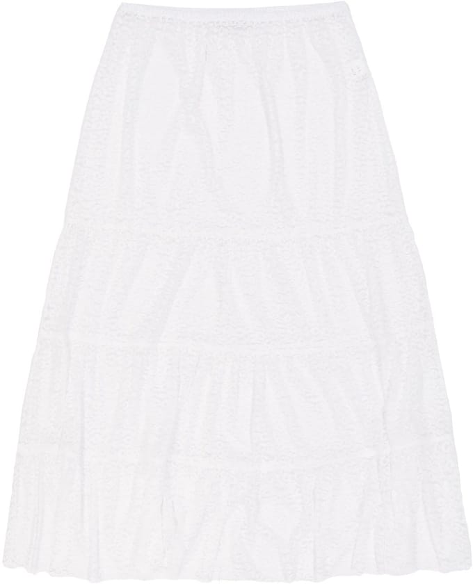 Studio Untold - Dames - Kanten-maxirok A-lijn elastische tailleband volants - Off-white - Maat 54+
