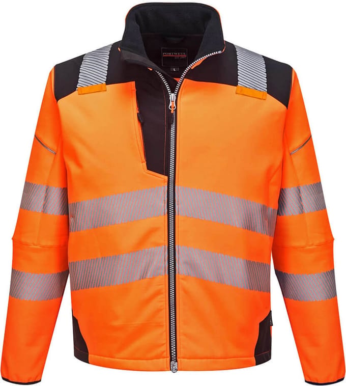 Portwest PW3 Hi-Vis Softshell Jack T402 - Oranje/Zwart - L