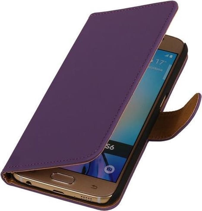 Paars Effen Booktype Samsung Galaxy S7 Plus Wallet Cover Hoesje