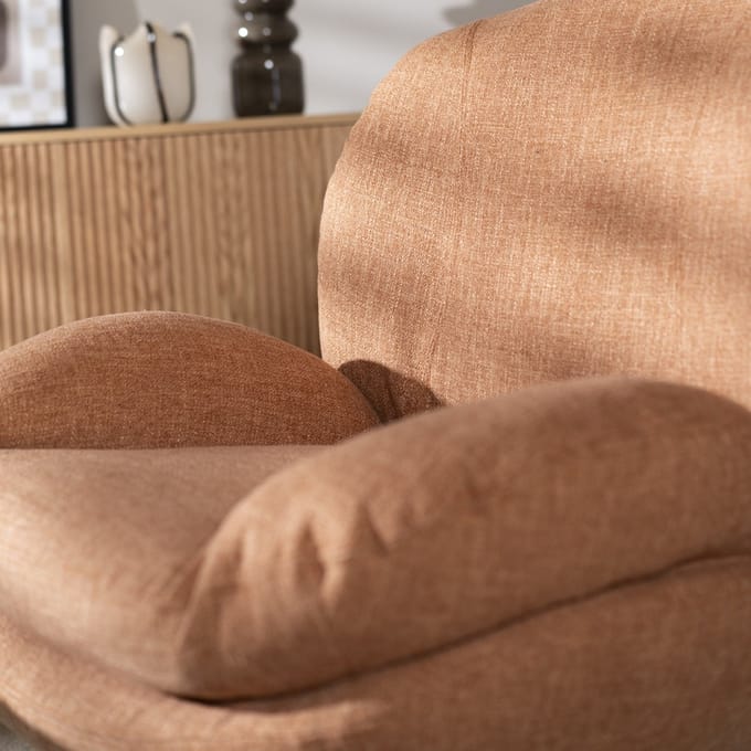 Bronx71® Draaifauteuil met hocker Isobel linnen koper