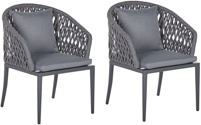 LIPARI - Tuinstoel set van 2 - Donkergrijs - Aluminium