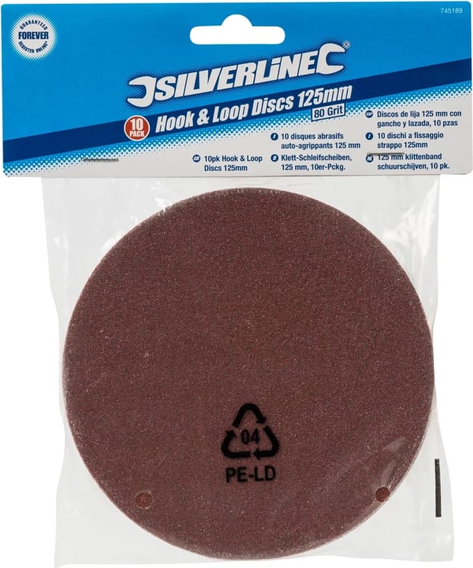 Silverline Schuurschijven - Ø 125 mm - Korrel 80 - Klittenband - 10 stuks