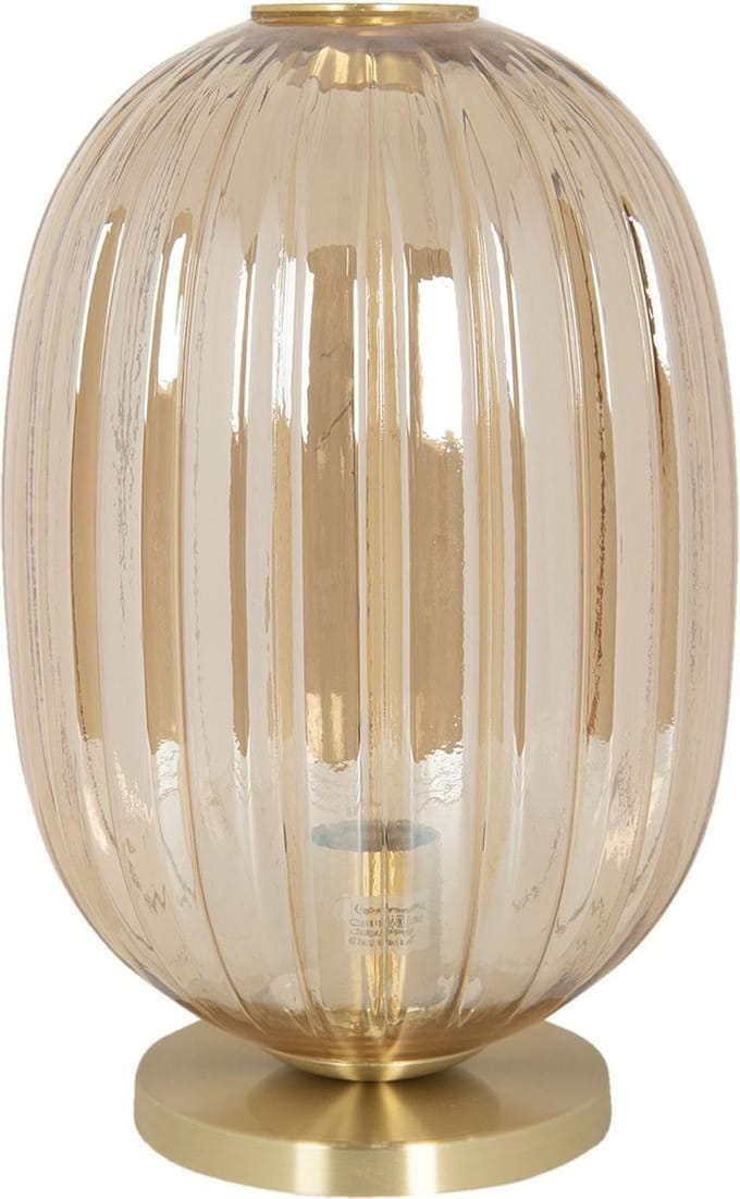 Clayre & Eef Tafellamp Ø 20x35 cm Bruin Metaal Ovaal Bureaulamp