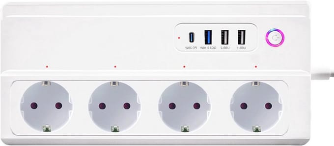 Thuys – WiFi Smart Stekkerdoos – Met Overspanningsbeveiliging – Type C Stopcontact – Met Schakelaar