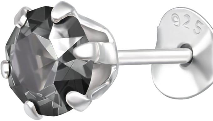 Silberne Runde 5 mm Oorbellen mit Kristallen