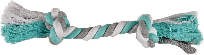 Speeltouw Hond - Kauw Touw - Samen Spelen - Twee Knopen - 35 cm - Mint Grijs
