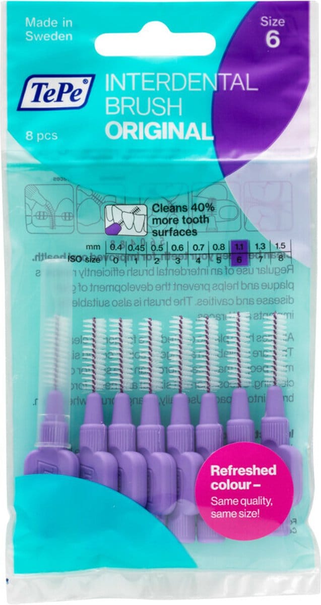10x TePe Ragers 1,1 mm Paars blister à 8 stuks