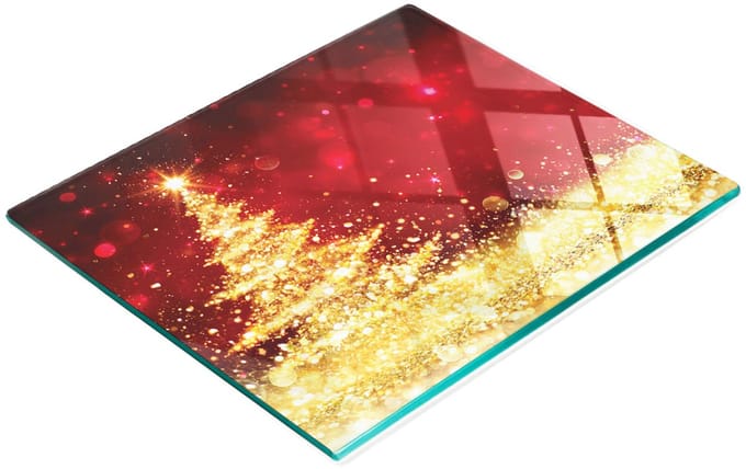Keuken serveerplank van gehard glas met kerstboomafbeelding 60x52 cm