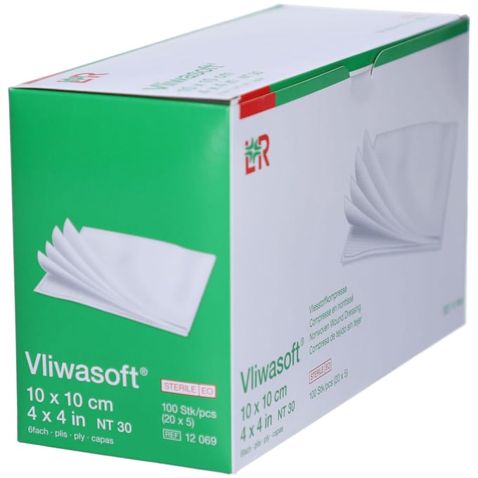 Lohmann & Rauscher Vliwasoft Steriel 10x10cm 12069 100 Compressen