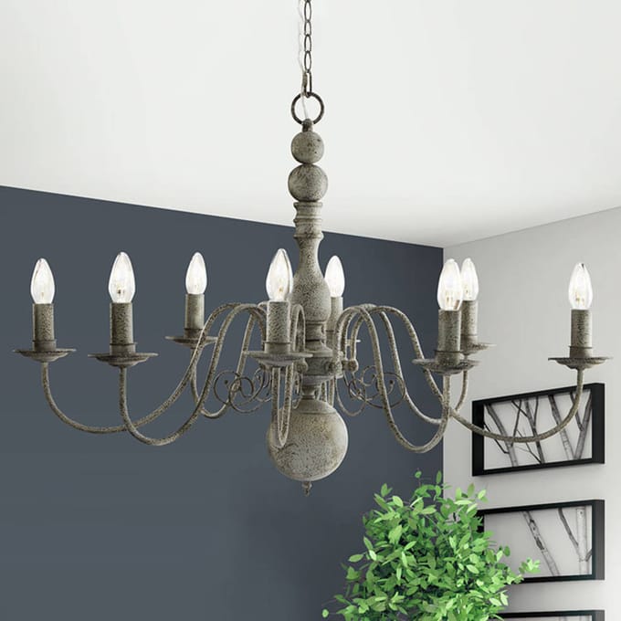 Searchlight GREYTHORNE - Hanglamp - 8 Lichts - Grijs