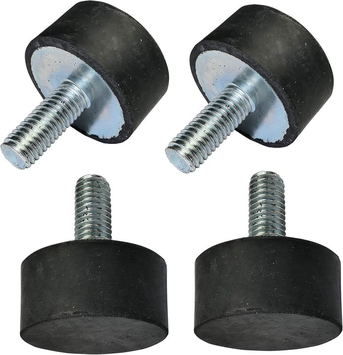 Set van 4 rubberen trillingsdempers met schroefdraad M8 - Ø30 mm H: 15 mm