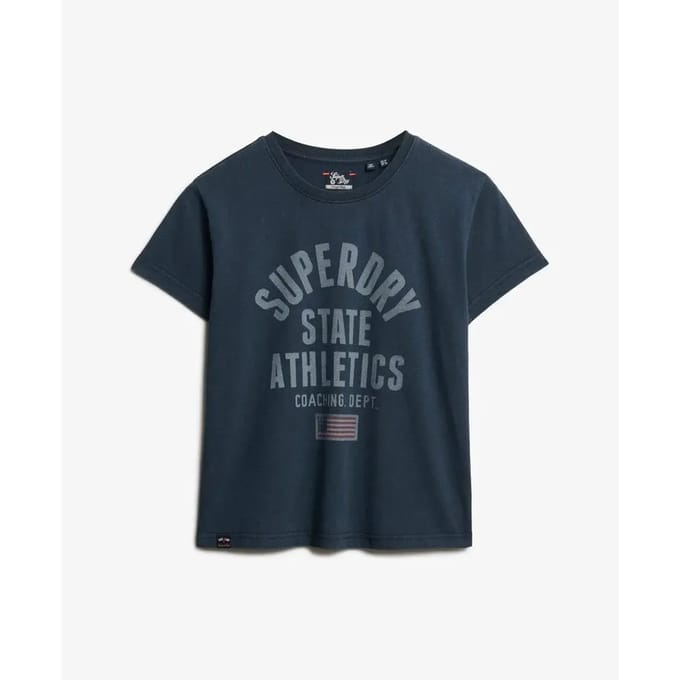 Superdry Athletic Graphic Slim T-shirt Blauw Grootte: 36