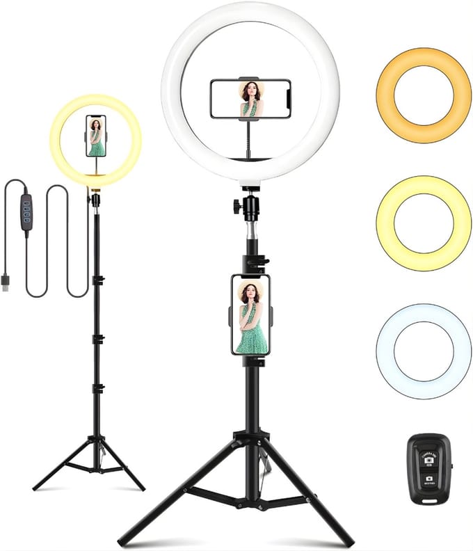 DnA® Ringlamp - Ring Light - Ringlamp Met Statief - Zwart - 26cm x 2cm x 140cm