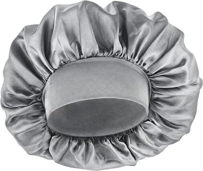 6 stuks brede rand hoge rekbaarheid slaapmuts, dames schoonheids-/kapsel-/verzorgingsmuts, badmuts, heren-/damesbadmuts, elastische band muts, slaapmuts, 30CM diameter - grijs