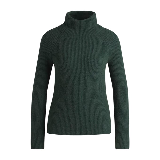 Boss Dames Ribgebreide Regular Raglan Pullover (Groen)