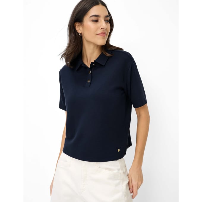 Brax Dames Poloshirt  Style CARA S navy, donkerblauw, maat 44