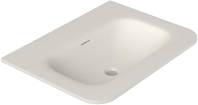Saniclass Terra Meubelwastafel - 81x46x1.2cm - afgeronde hoeken - 1 wasbak - zonder kraangat - solid surface - wit mat