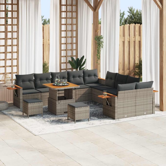 vidaXL - Tuinbank - Set - 13 - st - Grijs - poly - rattan