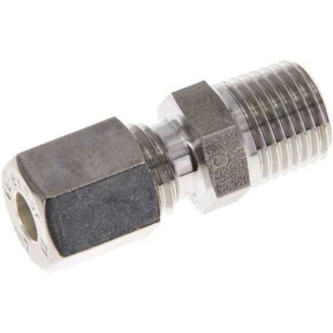 6L & R1/4'' RVS Rechte Knelfitting Buitendraad 315bar ISO 8434-1