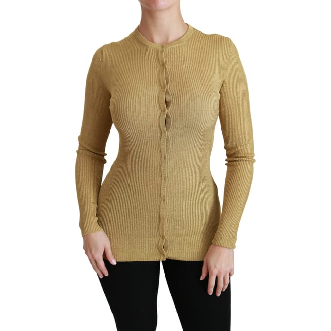 Dolce & Gabbana Vrouwen Goud Vest Lange Mouwen Viscose Trui