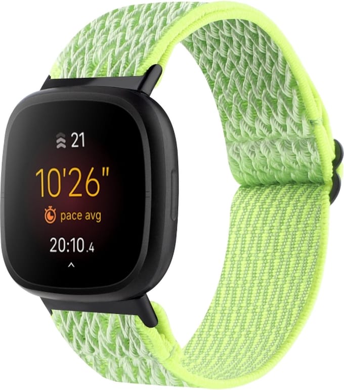 Nylon bandje - geschikt voor Fitbit Versa 4 / Sense 2 - fluoriserend