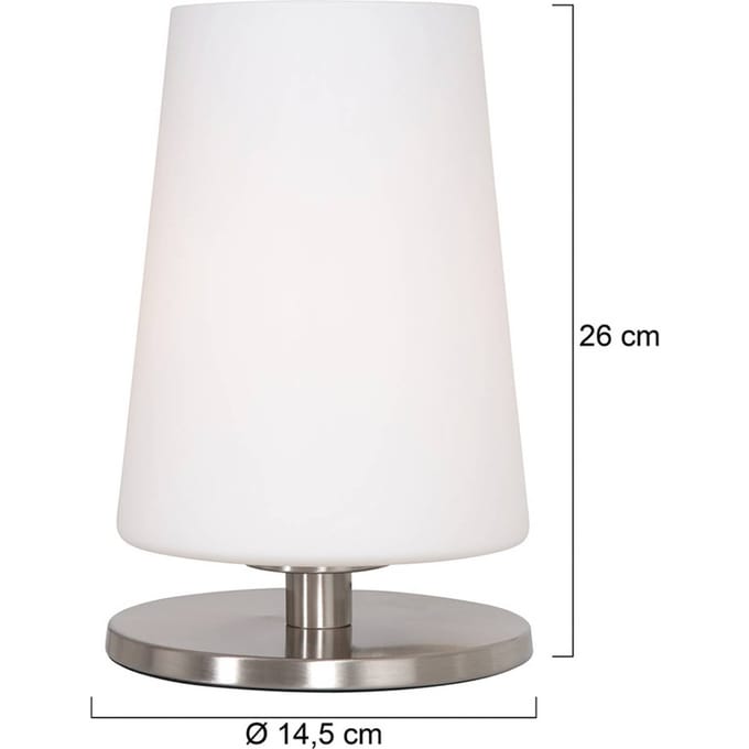 Tafellamp Ancilla 3101ST Staal E27 fitting Touch on/off - Modern design van metaal en glas voor binnengebruik, geschikt voor diverse interieurstijlen - Steinhauer