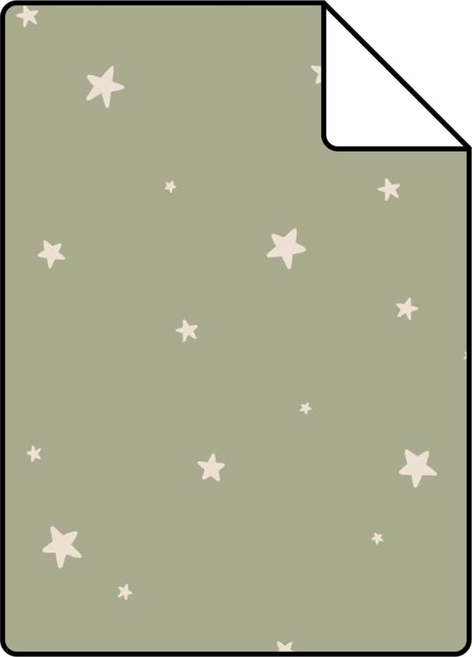 Proefstaal ESTAhome behang sterretjes vergrijsd mintgroen - 26.5 x 21 cm - 139688-S