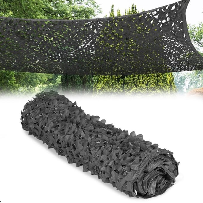 3x4m, rechthoekig - schaduwzeil - camouflage design parasol - zwart