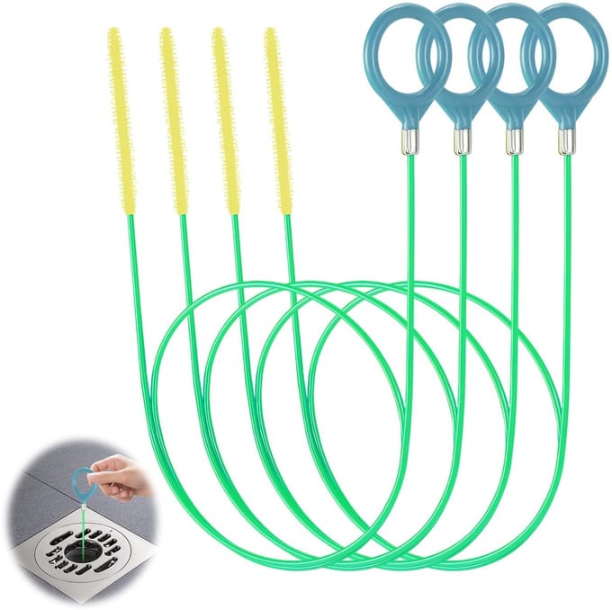 MTTproducts- Afvoerreiniger 90 cm - Flexibele Buisreiniger - 4 Stuks - Nylon Coating - Robuuste Constructie - Microhaakpunten