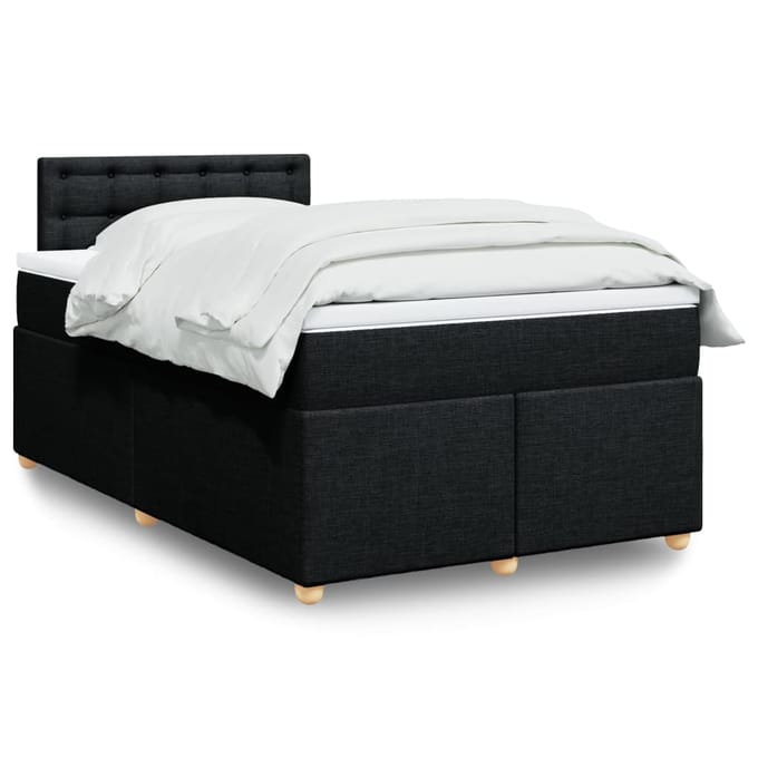 vidaXL - Boxspring - met - matras - stof - zwart - 120x190 - cm