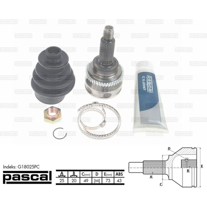 Homokineet reparatie set, aandrijfas PASCAL G18025PC