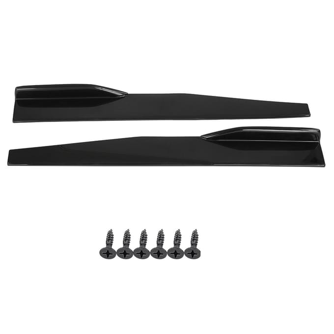 Paar Universele Auto Zijschort Cover Trim Rocker Splitters Winglets Vleugels Anti Kras (Lang) black