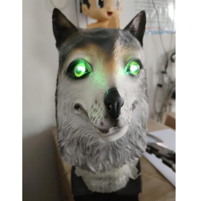 Gesimuleerde gloeiende wolf latex masker One size fits all adults grijs