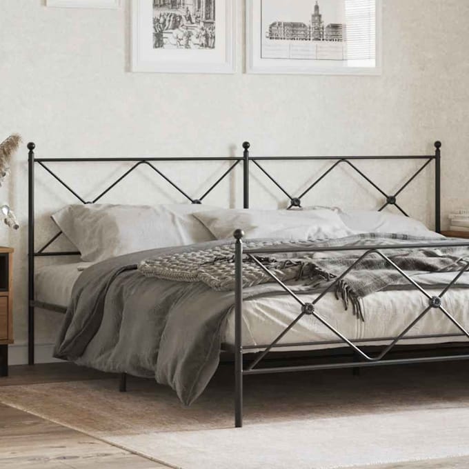 vidaXL - Vervangend - hoofdbord - 193 - cm - metaal - zwart