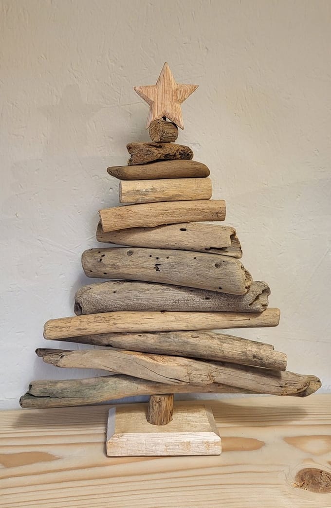 kerstbomen - drijfhout H35  - retro - trendy