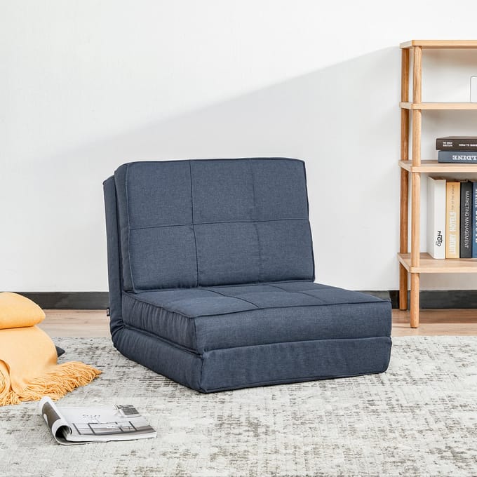 MODFU Vloerstoel - 3-In-1 - Verstelbare Rugleuning - Opvouwbaar - Polyester - Blauw - 61 X 73 X 58 Cm